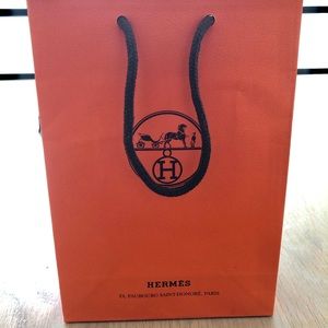HERMÈS Paris orange small paper tote bag